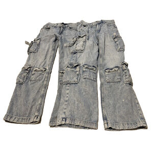 Lot of 2 Aeropostale Low Rise Cargo Jeans Womens XS Short Destroyed Y2K Jeans